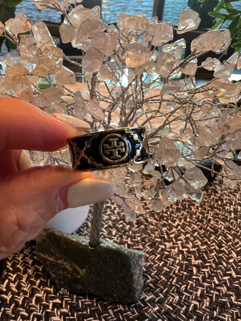 Tory Burch Black and Gold Ring size 7